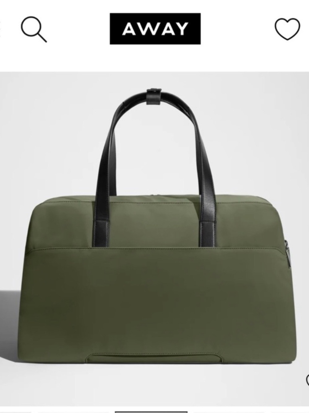 NWOT Away The Overnight Bag in Olive Green